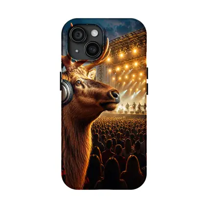 Elk Wearing Headphones at Music Festival