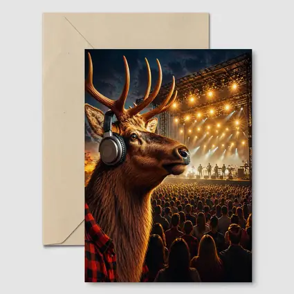 Elk Wearing Headphones at Music Festival
