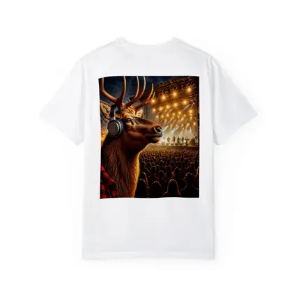 Elk Wearing Headphones at Music Festival