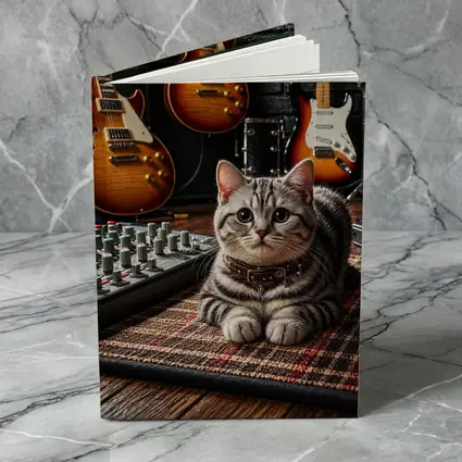 American Shorthair Cat Music Studio Guitars