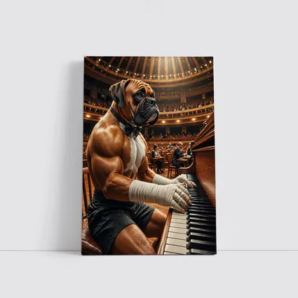 Boxer Dog Playing Piano Concert Hall