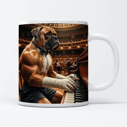 Boxer Dog Playing Piano Concert Hall