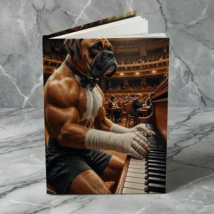Boxer Dog Playing Piano Concert Hall
