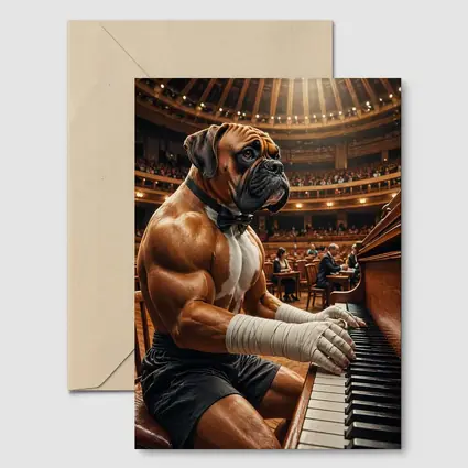 Boxer Dog Playing Piano Concert Hall
