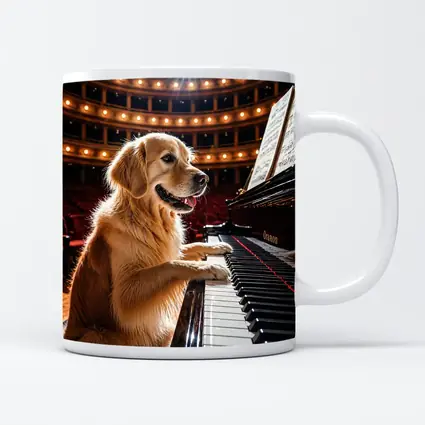 Golden Retriever Playing Piano Concert Hall