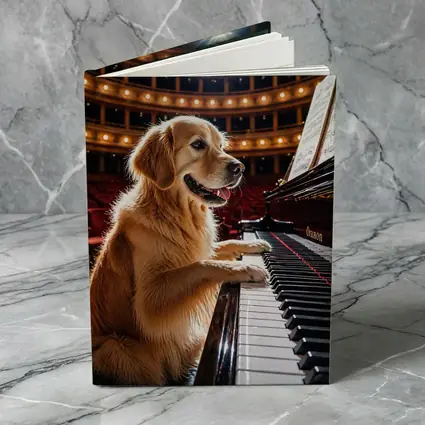Golden Retriever Playing Piano Concert Hall
