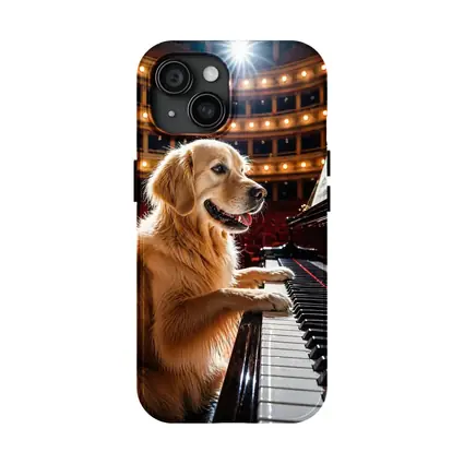 Golden Retriever Playing Piano Concert Hall