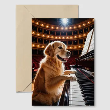 Golden Retriever Playing Piano Concert Hall
