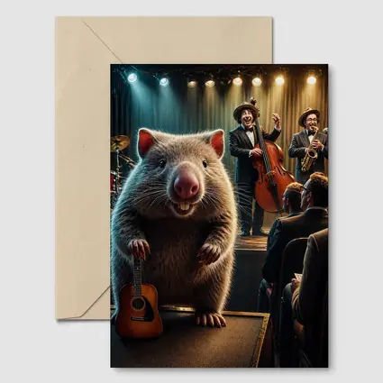 Wombat Playing Guitar at Jazz Club