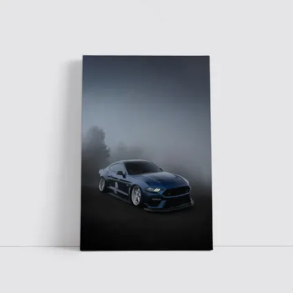 Ford Mustang GT Blue Stance Foggy Background
