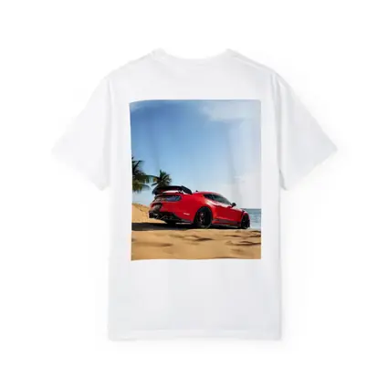 Red Ford Mustang GT500 on Sandy Beach