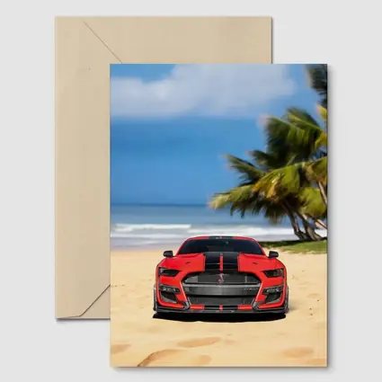 Ford Mustang GT500 Red On Beach