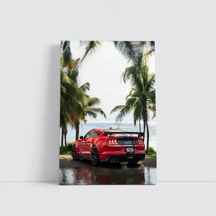 Ford Mustang Shelby GT500 Red Beach Palm Trees