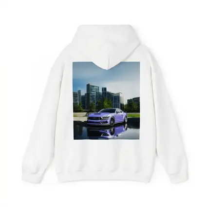 Purple Ford Mustang City Skyline Background