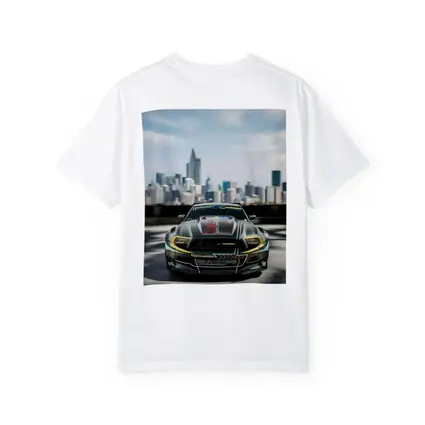 Ford Mustang Race Car City Skyline