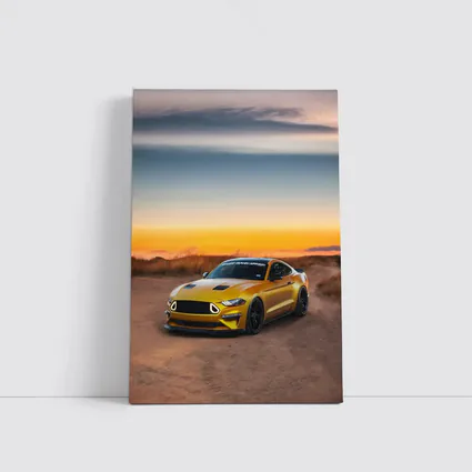 Ford Mustang Yellow Sports Car Sunset Sky