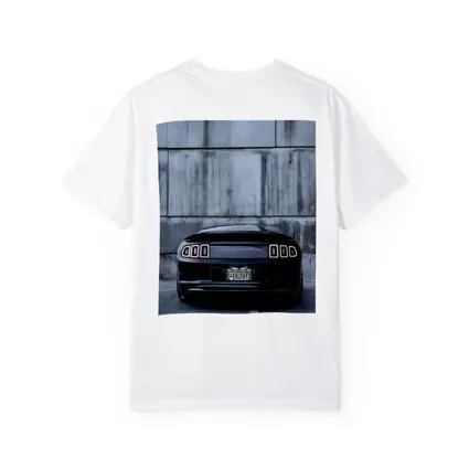 Black Ford Mustang Rear Concrete Wall