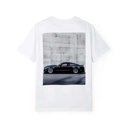 Black Ford Mustang Against Concrete Wall