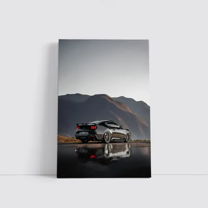 Ford Mustang Black Wet Road Mountain Backdrop