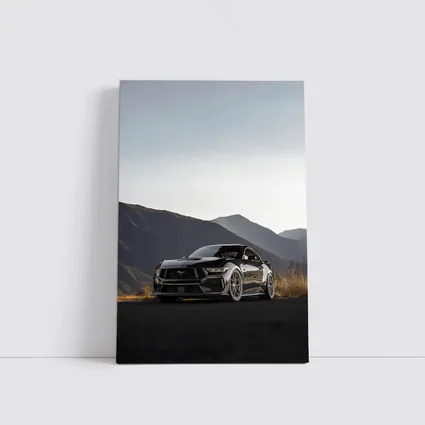 Ford Mustang Black Car Mountain Background