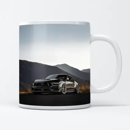 Ford Mustang Black Car Mountain Background