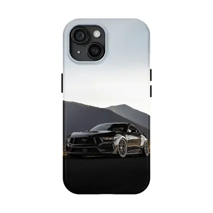 Ford Mustang Black Car Mountain Background