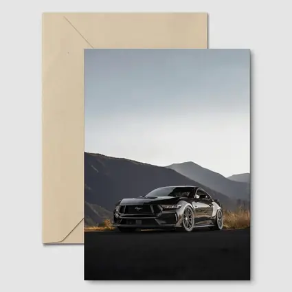 Ford Mustang Black Car Mountain Background