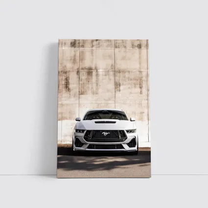 Ford Mustang White Concrete Wall Front View