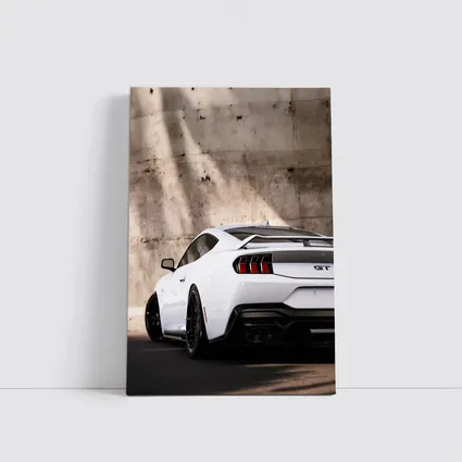 Ford Mustang GT White Concrete Wall Rear