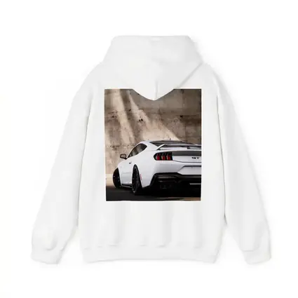 Ford Mustang GT White Concrete Wall Rear