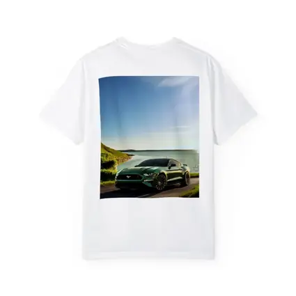 Ford Mustang Green Coastal Road Sunny Day