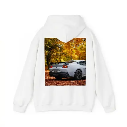 Ford Mustang White Car Autumn Forest