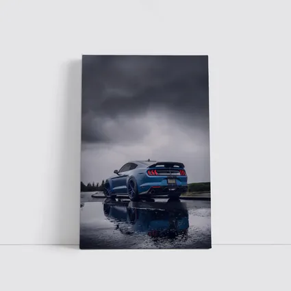 Ford Mustang Blue Stormy Sky Reflection