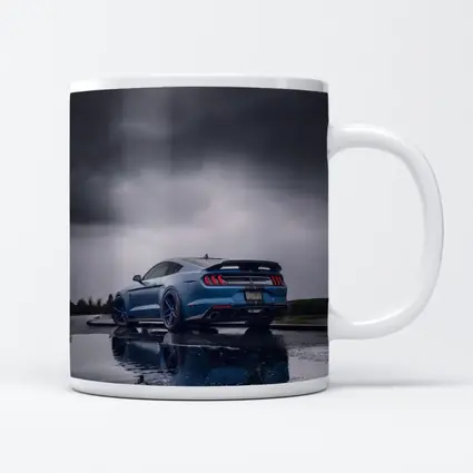Ford Mustang Blue Stormy Sky Reflection