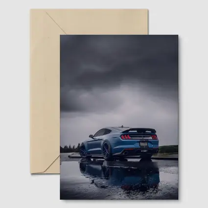 Ford Mustang Blue Stormy Sky Reflection