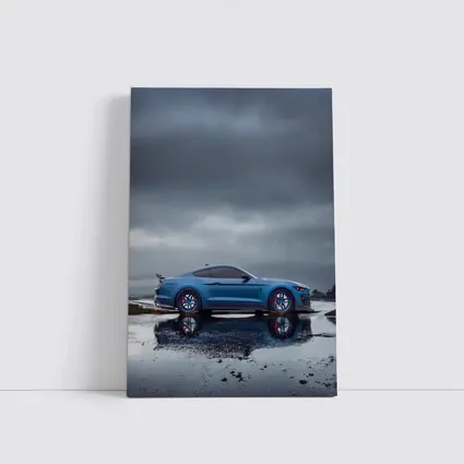 Ford Mustang Blue Stormy Reflective Landscape