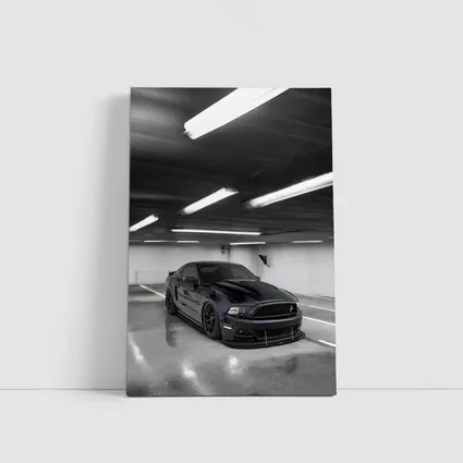 Ford Mustang Black Parking Garage Dark