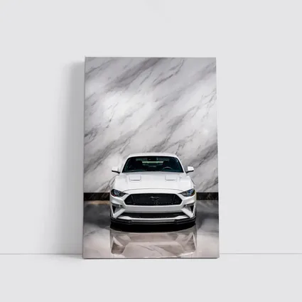 Ford Mustang White Marble Background Front View