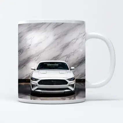 Ford Mustang White Marble Background Front View