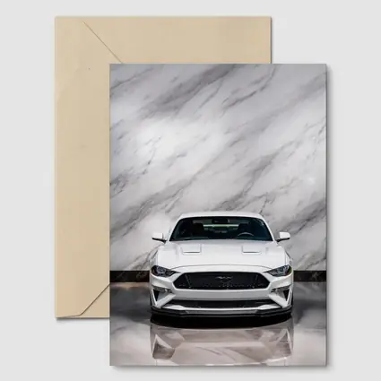 Ford Mustang White Marble Background Front View