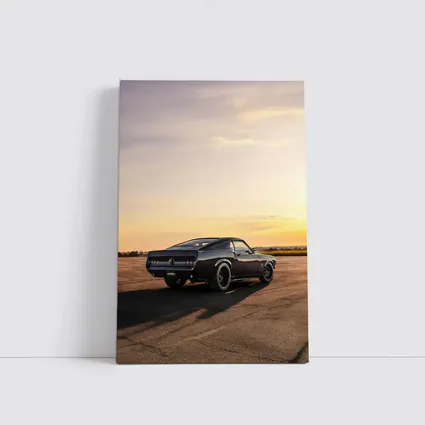 Ford Mustang Black Classic Car Sunset