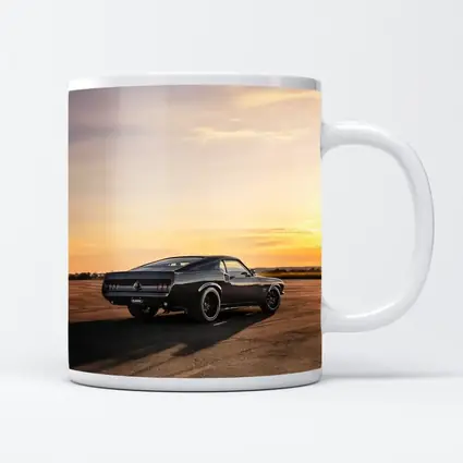 Ford Mustang Black Classic Car Sunset