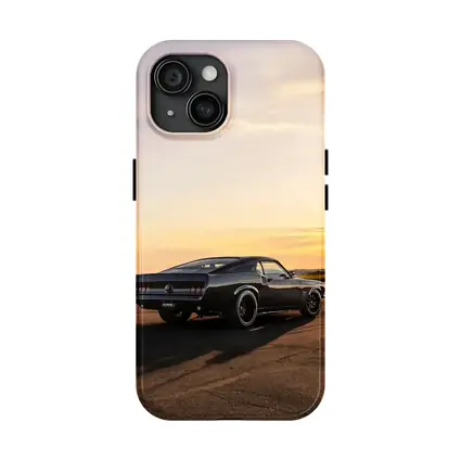 Ford Mustang Black Classic Car Sunset