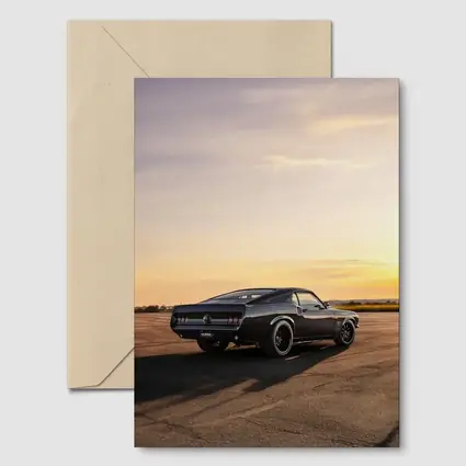 Ford Mustang Black Classic Car Sunset
