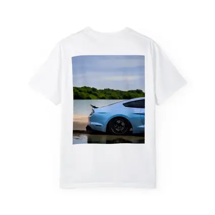 Ford Mustang Light Blue Waterfront Shore