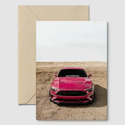 Pink Ford Mustang Desert Sandy Ground