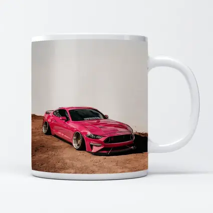 Pink Ford Mustang Slammed Wide Body Desert