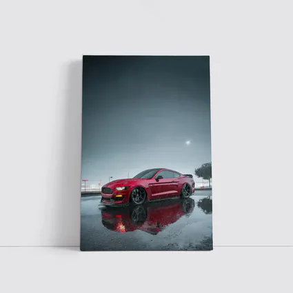 Ford Mustang Red Shelby Rainy Night