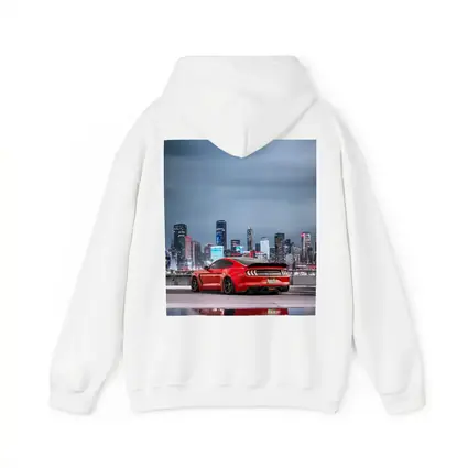Ford Mustang Red Sports Car City Skyline
