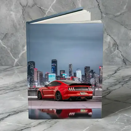 Ford Mustang Red Sports Car City Skyline